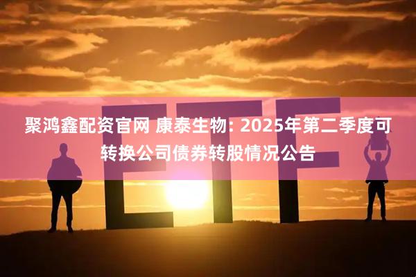 聚鸿鑫配资官网 康泰生物: 2025年第二季度可转换公司债券转股情况公告